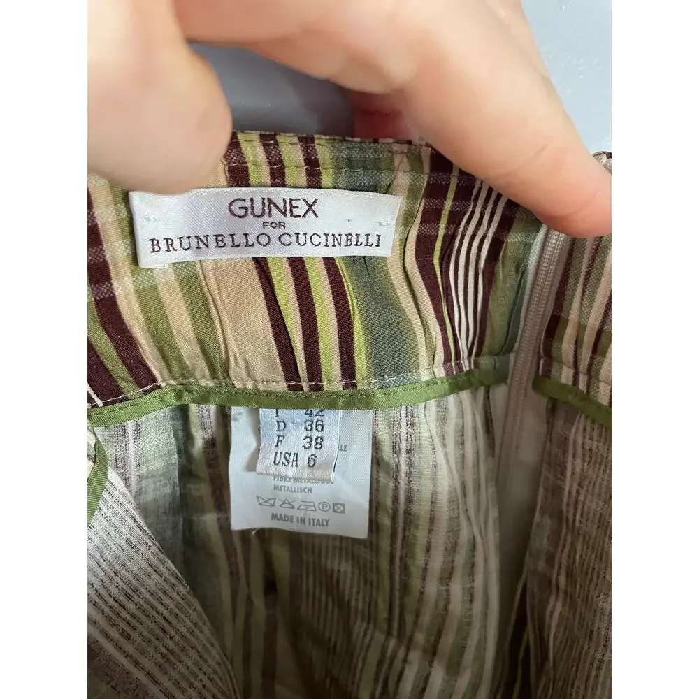 Gunex Brunello Cucinelli Striped Plaid Size 6 Made in Italy Preppy Schoolgirl - Picture 6 of 8
